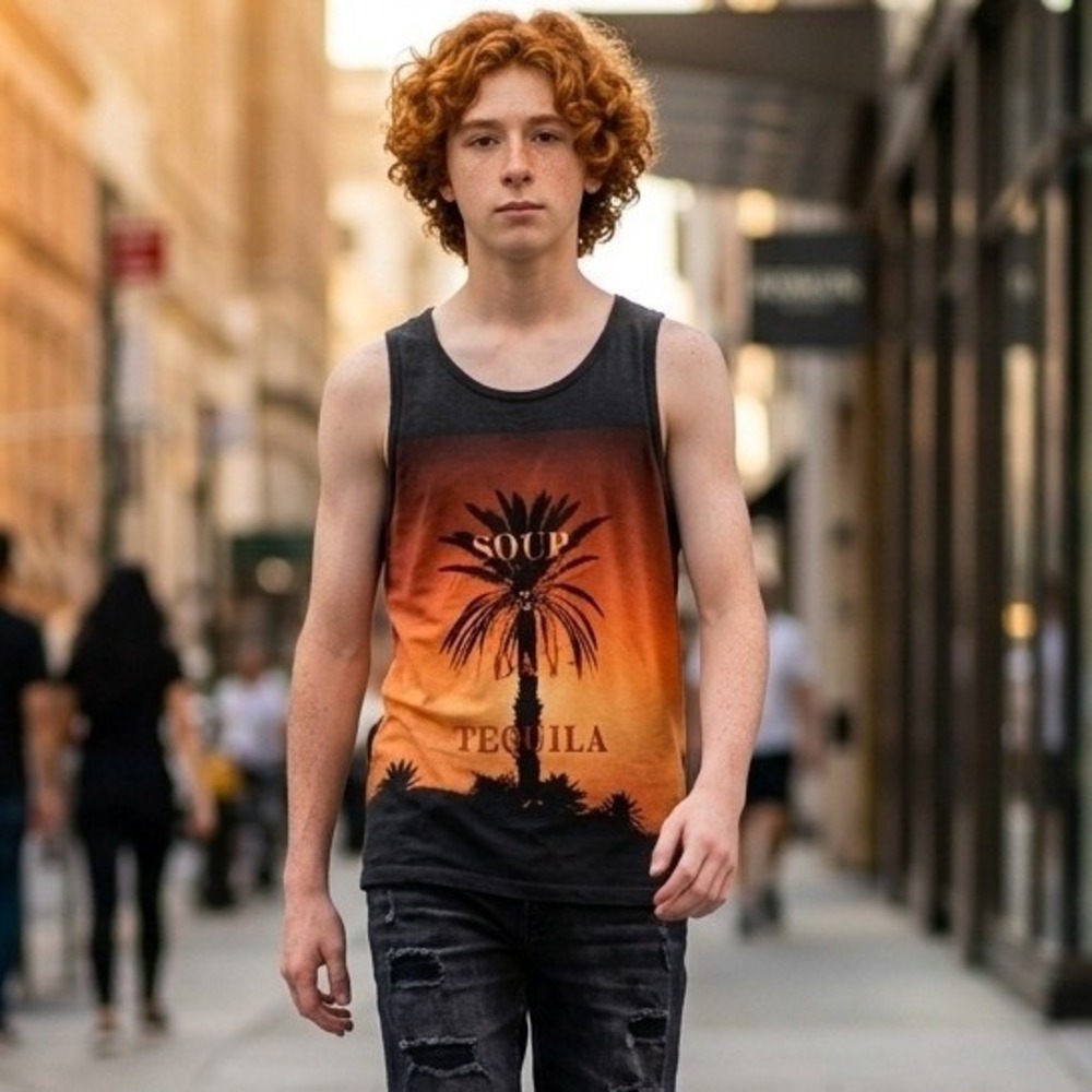 American Eagle Men's M Athletic Fit Tank Top Orange Tequila Soup Orange Sunset